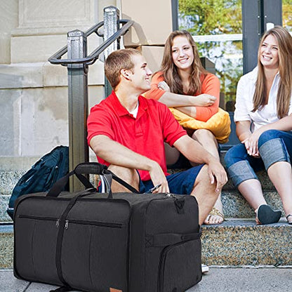 80L EXTRA LARGE Foldable Waterproof Travel Duffle Bag for Men and Women - color: Black, size: 80L
