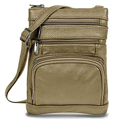 Krediz leather Crossbody Purses for Women, Multi Pocket Crossbody Purse with Adjustable Strap, Soft & Durable Leather Purse - color: Pewter, size: X-Large