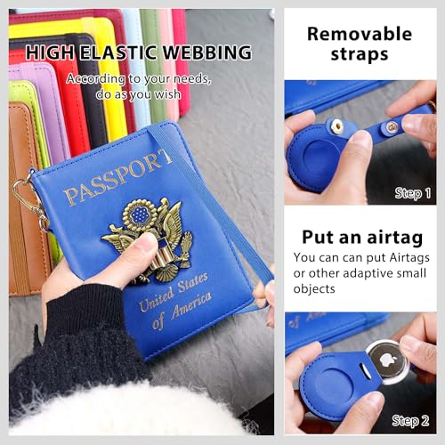 Passport Holder for Travel,Passport Cover Case with RFID (dark blue) - color: dark blue
