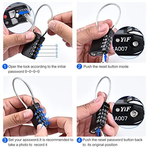 Diyife 2 Pack TSA Luggage Locks, 4 Digit Travel Combination Padlock