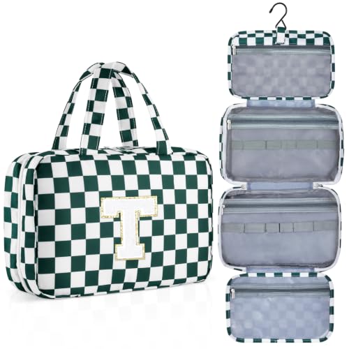 Personalized Travel Hanging Toiletry Makeup Bag Green Checkerboard T - color: Green Checkerboard, size: T