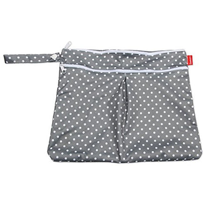 Damero 2pcs Travel Wet Dry Bag with Handle, Gray Dots - color: Gray Dots, size: 2 Count (Pack of 1)