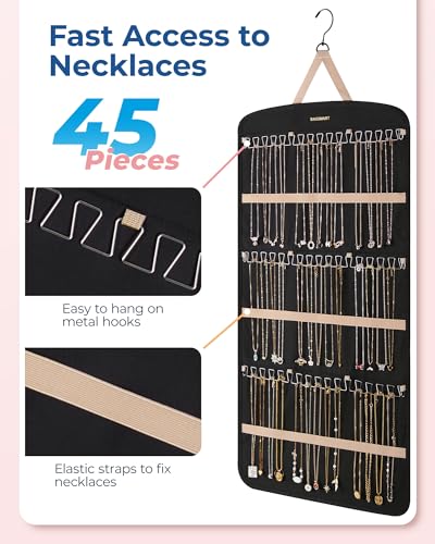 BAGSMART Hanging Jewelry Organizer, Necklace Holder Extra Large Black - color: Black, size: X-Large - Standard