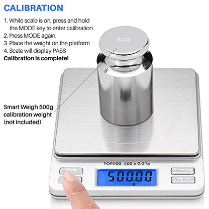 Smart Weigh Digital Pocket Scale, 500g x 0.01g, Kitchen, Herb & Jewelry - size: 500 Grams
