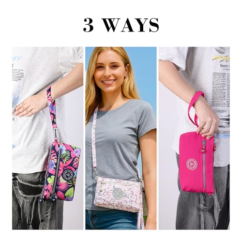 Small Wristlet Wallets for Women Nylon RFID Cross body bag - color: White