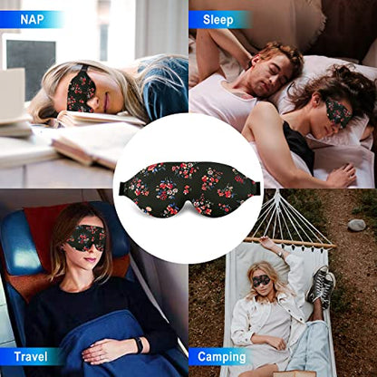 3D Sleep Mask, 100% Blackout 3D Contoured Sleep Eye Mask (Floral) - color: Floral