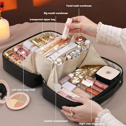 Travel Makeup Bag, Large Capacity Cosmetic Bags for Women - color: Black