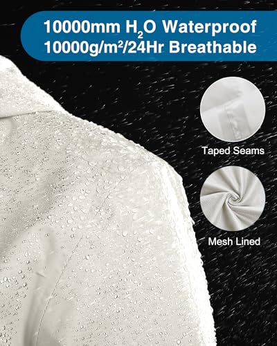 33,000ft Packable Rain Jacket for Women Waterproof Raincoats with Hood - color: Beige, size: Large