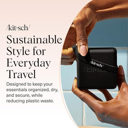 Kitsch 2-Compartment Travel Soap Case – TSA-Approved Bar Soap Holder - color: Black, size: 2 Compartment