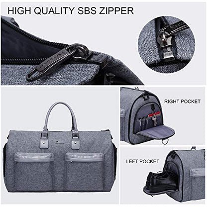 Travel Garment Bag,45L convertible garment bag carry on for hanging clothes - color: Grey Heather