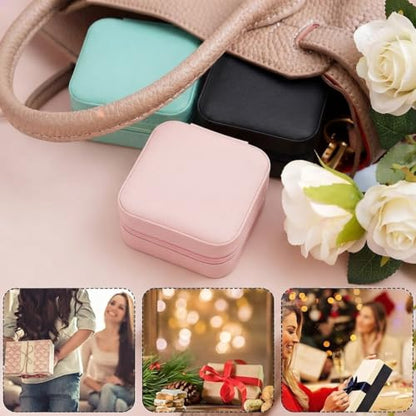 4 Pack 3.9 Inch Travel Jewelry Boxes - Portable Ring Case, Necklace Organizer Box - 4 Colors PU Leather