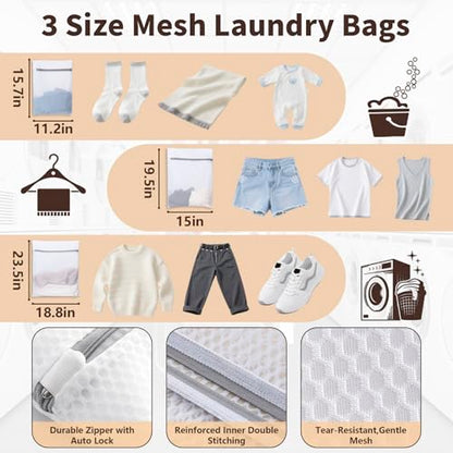 150L Laundry Bag Backpack with 3 Sizes Mesh Wash Bags and Shoulder Straps - color: Khaki, size: 150L