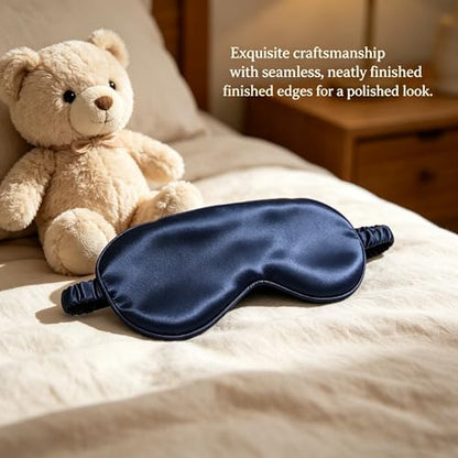 Silk Sleep Mask Dark Blue Adjustable Elastic Band Blackout for Traveling Multicolor Options Comfortable Breathable (Navy Blue) Single Pack - color: Navy