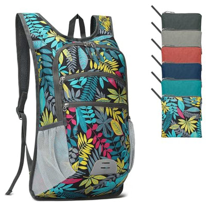 Lightweight Foldable Daypack Travel Backpack 20L, Leaf Print - color: Leaf Print