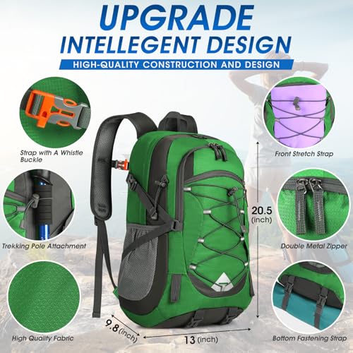 IGOLUMON Hiking Backpack 40L Packable Lightweight Camping Daypack Men Women - color: Grass Green