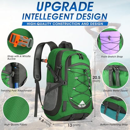 IGOLUMON Hiking Backpack 40L Packable Lightweight Camping Daypack Men Women - color: Grass Green