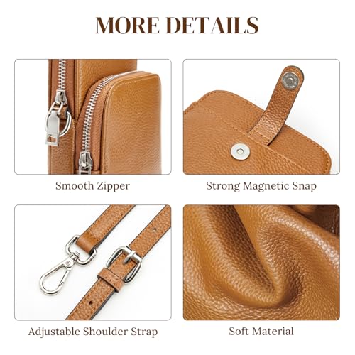 S-ZONE Leather Crossbody Bags for Women RFID Blocking Purses with Card Slots Small Phone Purse Travel Wallet - color: Brown