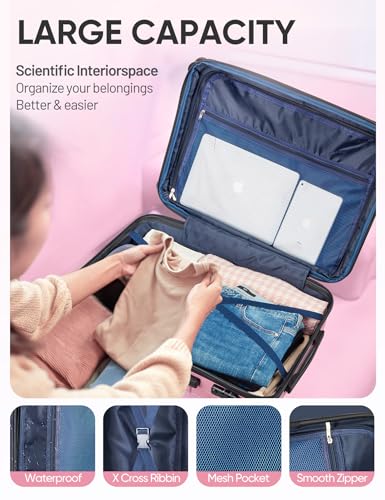 Tolino Checked 24 In Expandable Luggage Hardside Suitcase with Wheels - color: Peach, size: M(24 In)