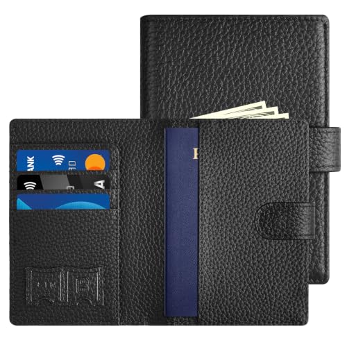 Likesing RFID Blocking Passport Holder, Leather Travel Wallet Womens(Black) - color: Black