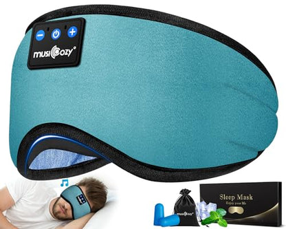 MUSICOZY Sleep Headphones Bluetooth 5.4 Sleep Eye Mask with HD Speakers - color: Light Blue