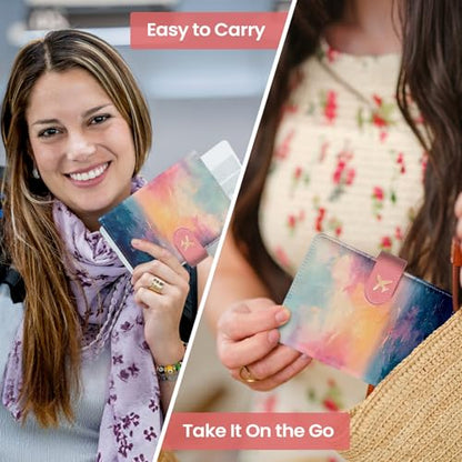 Passport Holder for Travel, RFID Blocking Wallet with Magnetic Closure - color: E-Sunrise