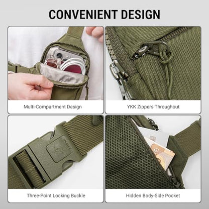 Travel Sling Bag for Men & Women, Anti-Theft RFID Blocking Crossbody Bags - color: Green 2.0 Mini