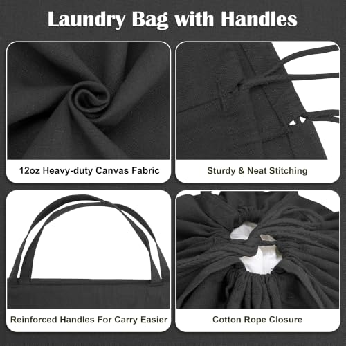Canvas Laundry Bag 33"Wx 35"H,Extra Large Heavy Duty Hamper Liner, XL Black - color: Black, size: XL 33"W x 35"H┃1 Pack