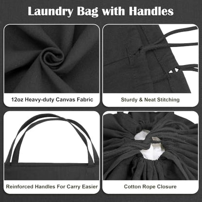 Canvas Laundry Bag 33"Wx 35"H,Extra Large Heavy Duty Hamper Liner, XL Black - color: Black, size: XL 33"W x 35"H┃1 Pack
