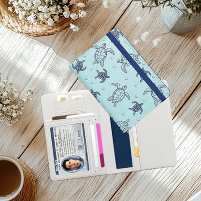 Line Art Sea Turtle Passport Holder for Travel, 5.9" x 4.3" - color: Sea Turtle