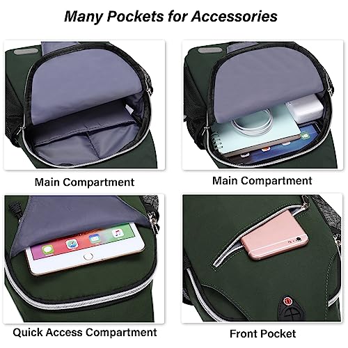 MOSISO Small Sling Bag for Men, Crossbody Shoulder Chest Daypack Bag - color: Midnight Green