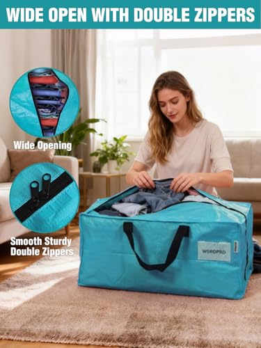 WORKPRO 10 Pack Extra Large Moving Bags with Backpack Straps & Handles - color: Blue, size: 10 Pack