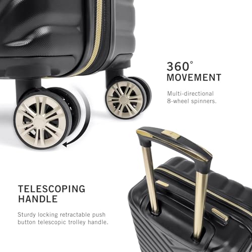 Kenneth Cole REACTION Madison Square Lightweight Hardside Chevron Expandable Spinner Luggage, Black, (28-Inch Checked) - color: Black, size: 28-Inch Checked