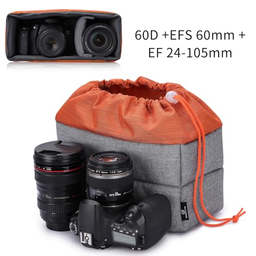 Koolertron Waterproof Shockproof Camera Bag Insert with Adjustable Dividers - color: Tangerine