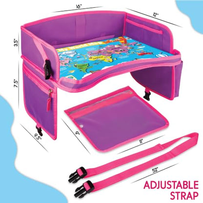 Kids Travel Tray - Toddler Car Seat Tray & Lap Desk - Pink - color: PINK