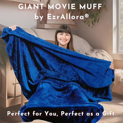 Original Patented Foot Pocket Blanket, Fleece Lightweight (Blue, Giant) - color: Velvet Blue, size: Oversized