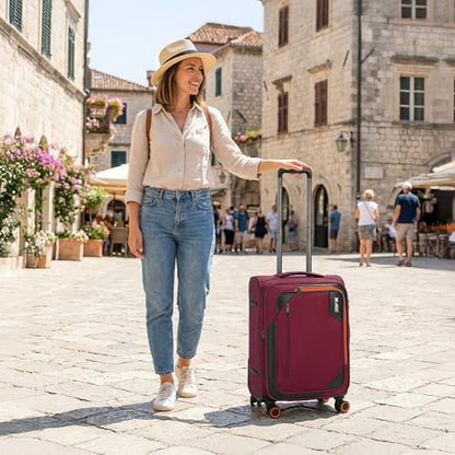 22 inch Carry on Luggage,Softside Suitcase Expandable 20% - color: Burgundy, size: Carry-On 22-Inch