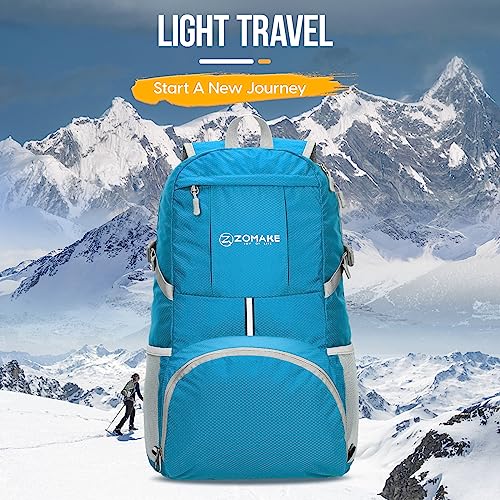 ZOMAKE Lightweight Packable Backpack 35L, Water Resistant Foldable Day Pack - color: C-light Blue