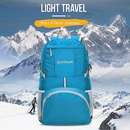 ZOMAKE Lightweight Packable Backpack 35L, Water Resistant Foldable Day Pack - color: C-light Blue