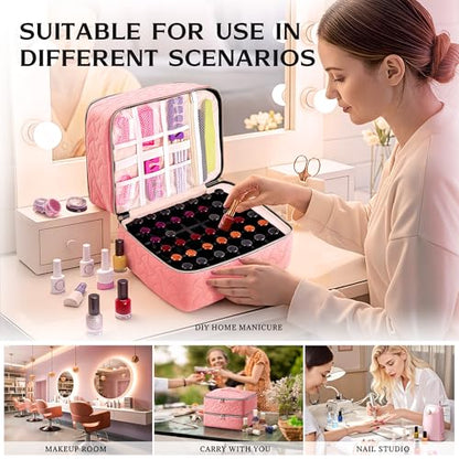 DreamGenius Nail Polish Organizer Bag Holds 42 Bottles, Pink - color: Pink