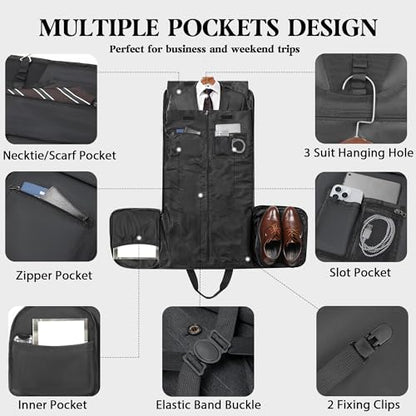 Wildroad Garment Bags for Travel - Canvas Duffle Bag with Shoe Compartment - color: Black 01, size: Large-50L Duffle Bag