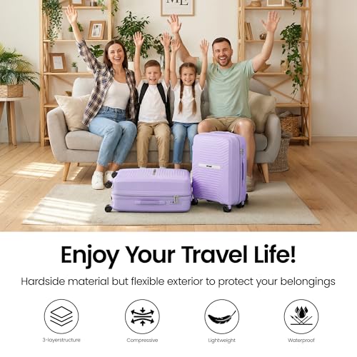 Luggage Sets 2 Piece(20/29in),w/TSA LOCK,Suitcase Set - color: Lavender, size: 2-Piece Set (20"/29'')