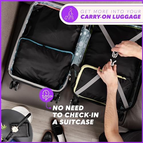 Compression, 4 Set/6 Set Packing Cubes for Carry on Suitcase, Organizer Bags Set - color: Black