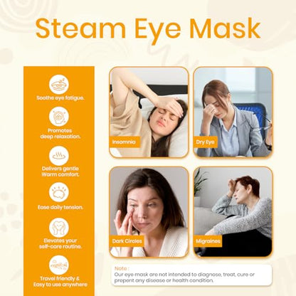 LANNA Heated Steam Eye Mask, Disposable 120 Minutes Chamomile Scent 10 Pcs - color: Chamomile Scent, size: 10 Eye Masks