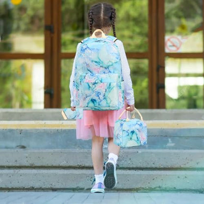 LEDAOU Girls Backpack, Kids School Bookbag, Backpack for Kids and Teens - color: Marble Tie Dye