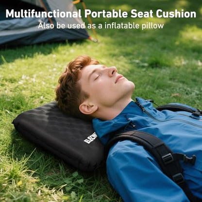 Inflatable Seat Cushion, Self Inflating Compact Stadium Seat Cushion - color: Black-1pack