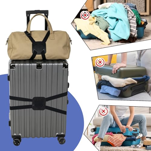 Adjustable Luggage Bungee Strap, Elastic Bag Bungee for Luggage, Adjustable Travel Straps for Suitcases (Black)