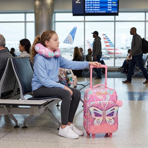 Kids Luggage with Wheels Softside 16" Kids Suitcase for Girls Luggage for Kid Airline Approved & Multi-function Carry Bag 3pcs Set - color: Fenhudie