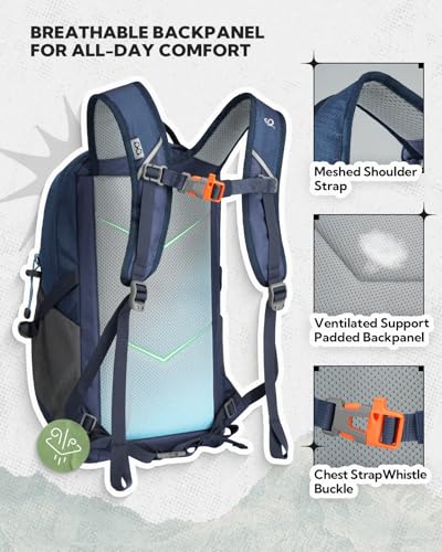 WATERFLY Hiking Backpack 20L, Lightweight Outdoor Daypack Water Resistant - color: Blue
