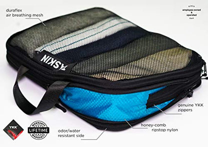 Taskin Compression Packing Cubes | Separate Clean & Dirty Compartments w/Flexible Separator | YKK Zippers | Set of 6 (2XL + 2L + 2M)