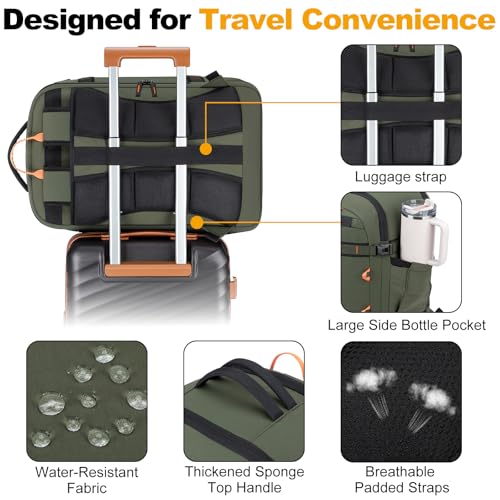 40L Travel Backpack 17.3" Laptop Carry On Duffel Flight Approved - color: Armygreen